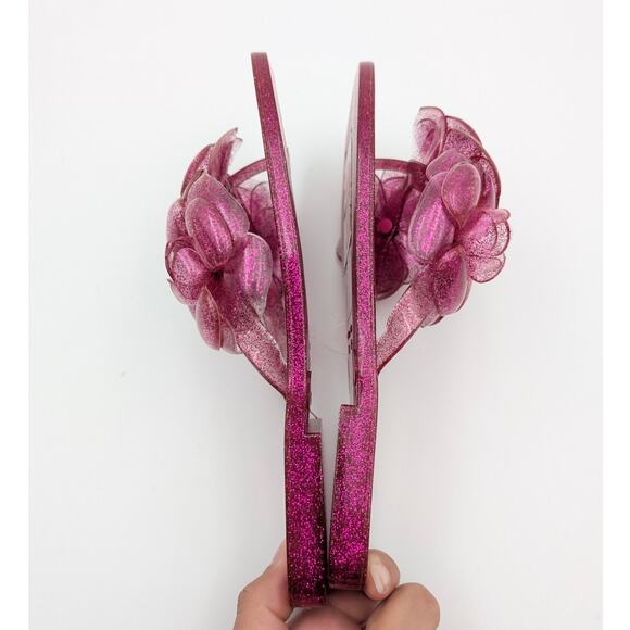 Jeffrey Campbell Fleuris Jelly Flip Flop Thong Sandal Pink Glitter Size US7 EU38 - Picture 7 of 11